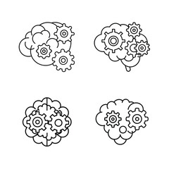 Conceptual illustration of brains and gears representing intelligence and problem solving processes