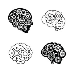 Conceptual illustration of a brain with gears representing intelligence and mental processes