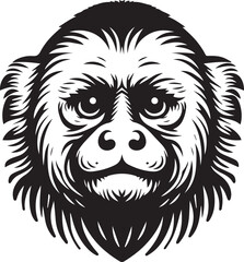 Capuchin Monkey Simple Black and White Vector Illustration