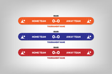 Fototapeta premium a set of different sports game banner options for broadcasting the game orange blue red