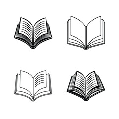 Vector illustration of four open books depicting education and literature concepts
