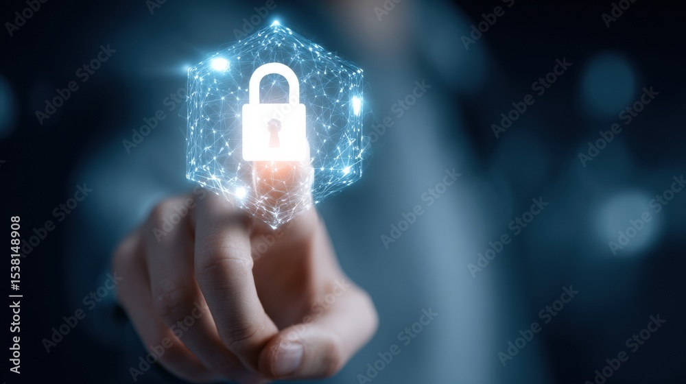 Poster top security tools for small businesses displayed with digital padlock concept technology