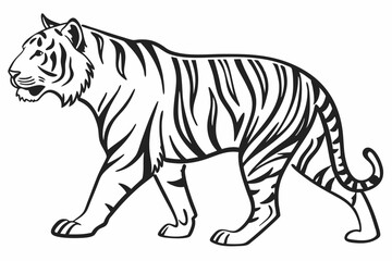 Wild animal tiger silhouette EPS vector isolated illustration template on a white background