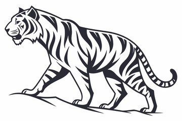 Wild animal tiger silhouette EPS vector isolated illustration template on a white background