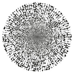 Dot shape icon. Radial circular pattern. Abstract dotted figure. Vector black form.