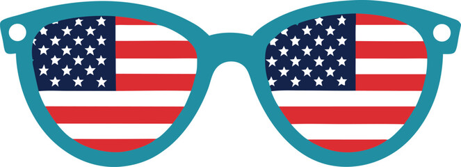 USA flag sunglasses icon on transparent background