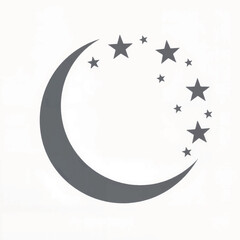 Elegant crescent moon and stars on white background, celestial beauty