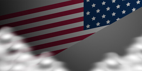 USA Flag Divided Background with Smoky Effect DDay