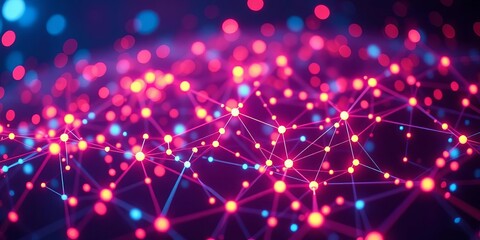 Abstract network nodes glowing, data streams visualized, smart, collection