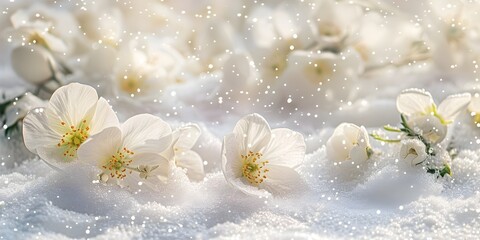 spring flowers in snow Ai generate