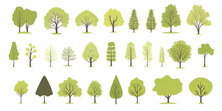 Vector design asset featuring stylized trees arranged in a horizontal layout