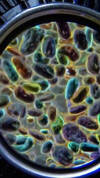 Scientific Loop Video 3D Animation of Bacteria Close Up Under Microscope for Medical Visualization Generative AI, vertical