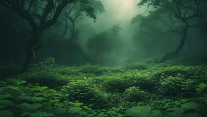 Obraz premium Green Nature with Copy Space, Ideal for Background or Wallpaper, with Empty Copy Space for Text