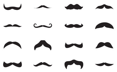 mustache icon collection. Set of black man mustache icons