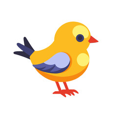 Cute Yellow Bird Cartoon Mascot Design Illustration
