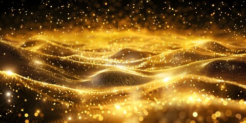 Glowing Yellow Particle Waves 