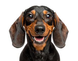 Happy dog with joyful expression.