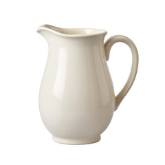 Elegant Cream Ceramic Pitcher with Smooth Curved Design for Home Decor and Kitchen Use Transparent background or png