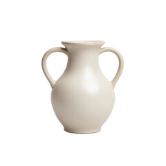 Elegant handmade ceramic vase with handles on a neutral background, ideal for home decor and floral arrangements Transparent background or png