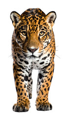 Obraz premium Majestic jaguar staring intensely at the viewer.