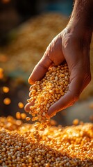 Hand Holding Corn Kernels