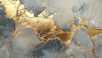 Gold Leaf Filling Cracked Marble – Elegant Kintsugi-Inspired Texture with Luxurious Details
