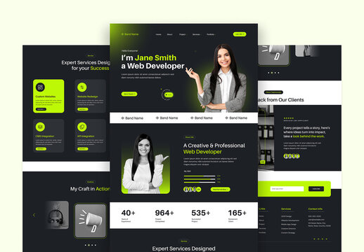 Web Developer Portfolio Website Landing Page UI Template for Freelancer
