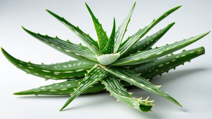 Fototapeta premium Aloe vera fresh leaf. isolated on white