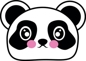 Cute Panda Head. Bear Icon.