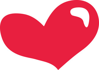Shiny Red Heart. Flat Vector Love Icon.