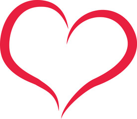 Red Heart Vector Outline. Line Art. Love Icon.