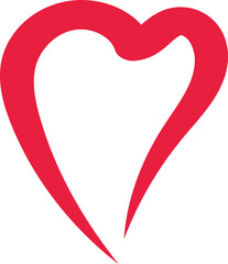 Red Ribbon Heart Outline. Valentine Day Icon.