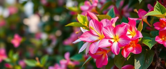 Obraz premium Vibrant begonia and jasmine blossoms in full bloom, colorful, orange