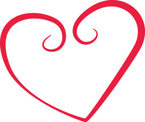 Spiral Heart Line Art. Romantic Calligraphy Element.
