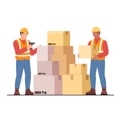 Diverse Warehouse Employees - Business Teamwork Vector Illustration