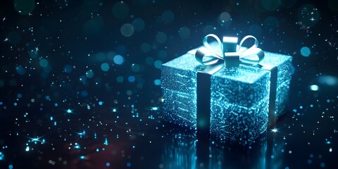
Christmas background Polygonal technology with Christmas box background