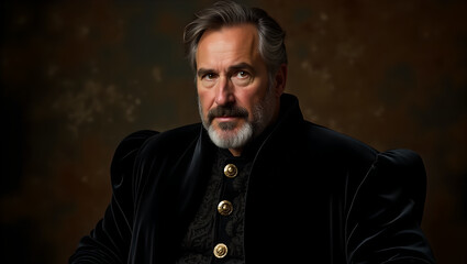 Obraz premium Portrait of Mature Man in Black Velvet Jacket