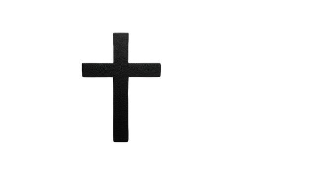 Black christian cross isolated on transparent background