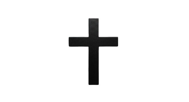 A black christian cross isolated on transparent background