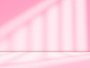 Pink background studio room abstract shadow overlay on wall floor, light gradient window loft...