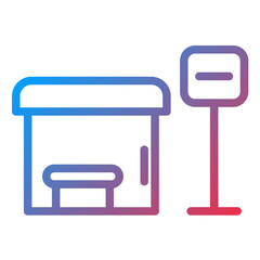 Bus Stop Line Icon Style