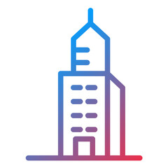 Skyscraper Line Icon Style