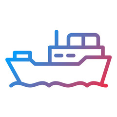 Cargo Ship Line Icon Style