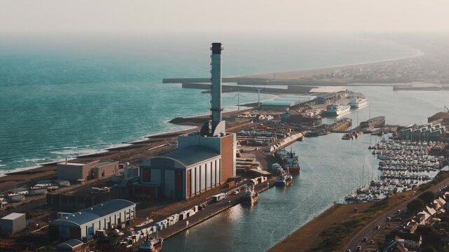 Aerial of the commercial port of Shoreham
