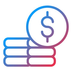 Stack Of Coins Line Icon Style