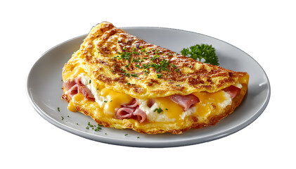Fluffy Ham and Cheese Omelette with Fresh Parsley