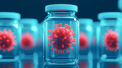 the image displays a series of transparent, sealed vials arranged in rows