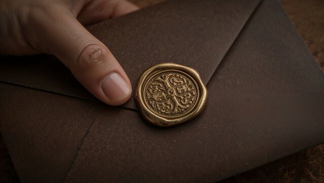 Brown envelope with wax seal