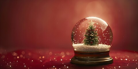 Snow globe with christmas tree Ai generate