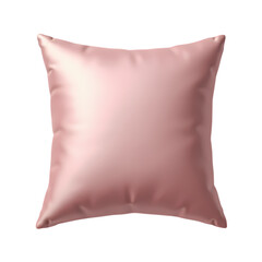 A square pink pillow with a satin sheen  isolated on transparent background